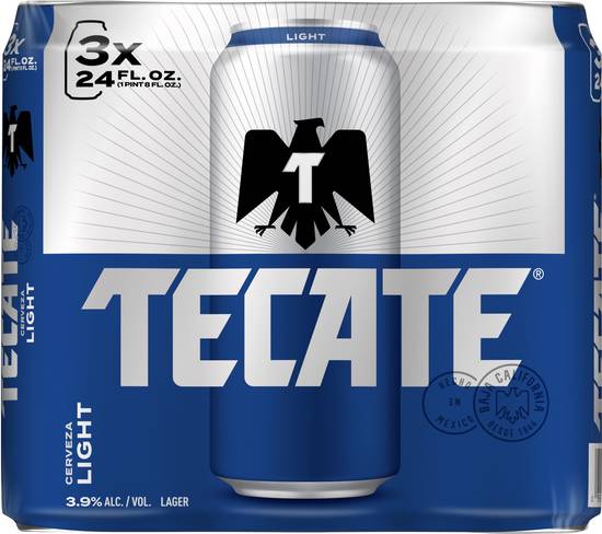 Tecate Light Mexican Lager Beer (3 pack, 24 fl oz)