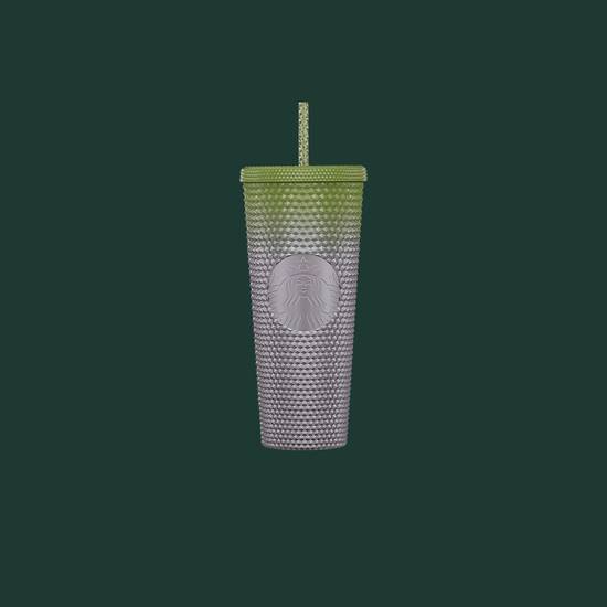 Green & Purple Metallic Bling Plastic Cold Cup - 710 mL