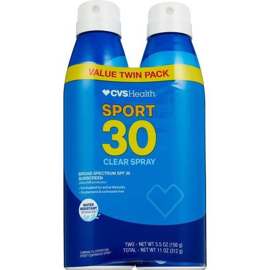 CVS Sport Clear Spray Sunscreen SPF 30, Twinpack