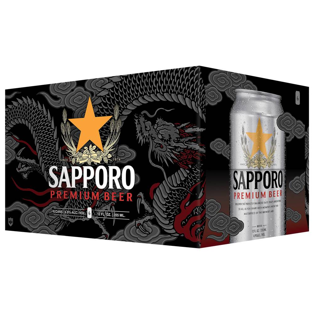 Sapporo Premium Beer (6 x 12 fl oz)