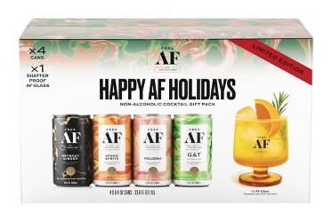 Free AF Afterglow Non-Alcoholic Cocktail Holiday Gift pack Set (4 x 8.4 fl oz)
