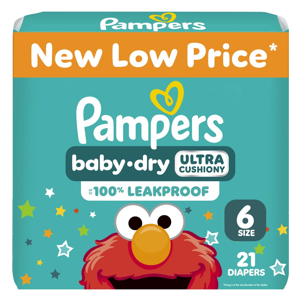 Pampers Leak Proof Baby Dry Ultra Cushiony Diapers, Stage 6 (21 ct)