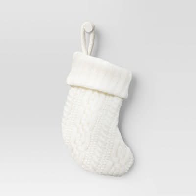 Wondershop Christmas Cable Knitted Mini Stocking, 8.5 in, Cream