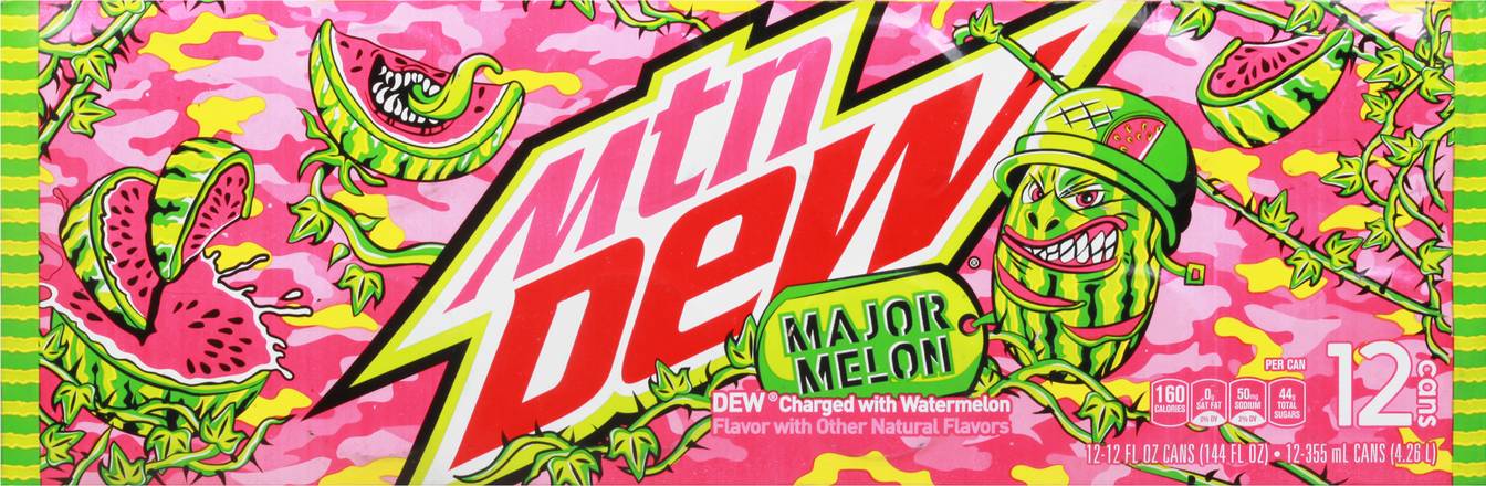 Mtn Dew Major Melon Soda (12 ct, 12 fl oz) (watermelon)