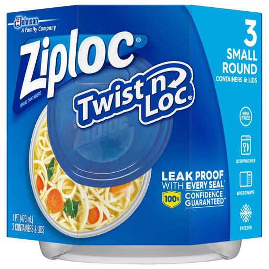 Ziploc Twist N Loc Small Round Containers & Lids (3ct)