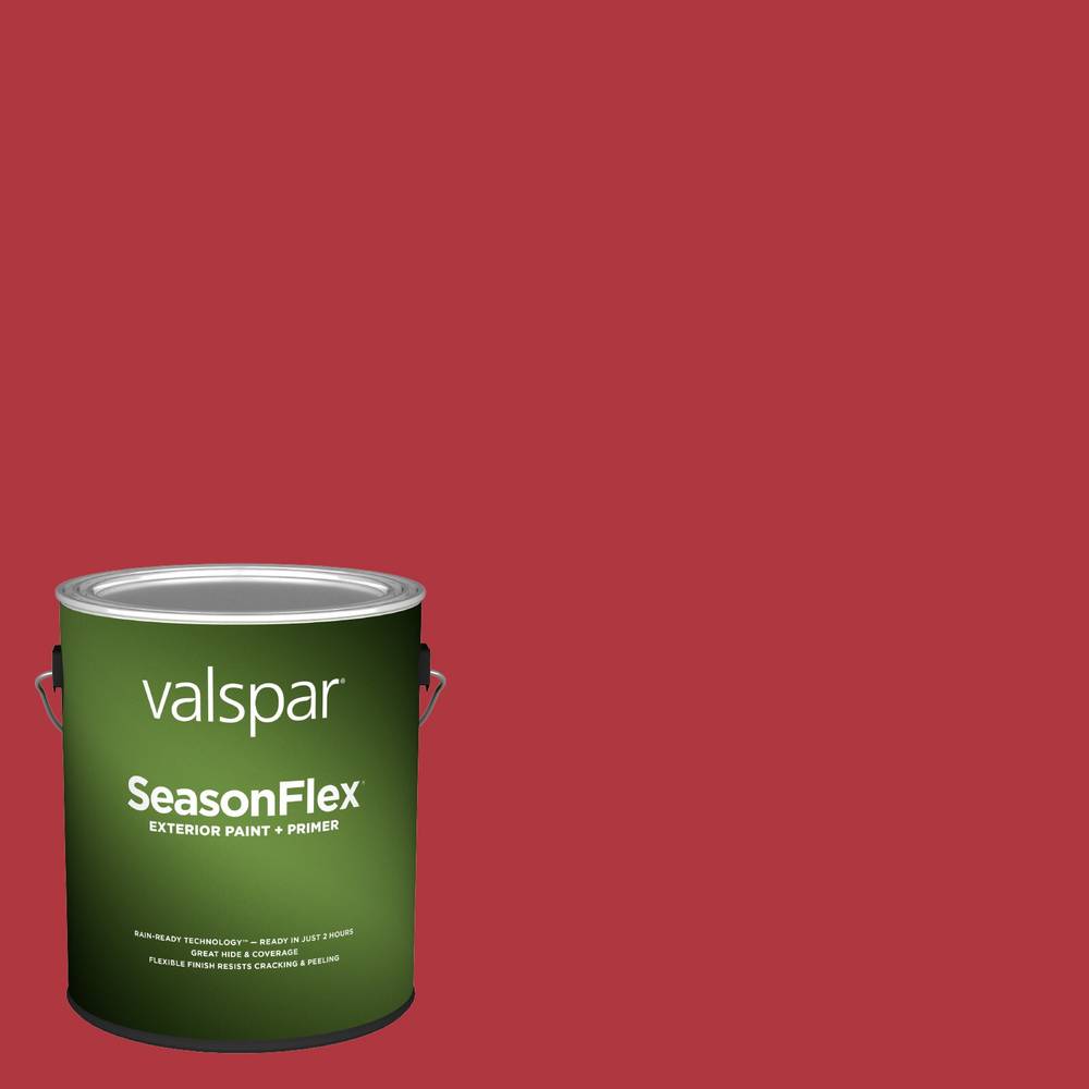 Valspar SeasonFlex Semi-gloss Classic Red 1009-2 Latex Exterior Paint + Primer (1-Gallon) | 1009-2-936256