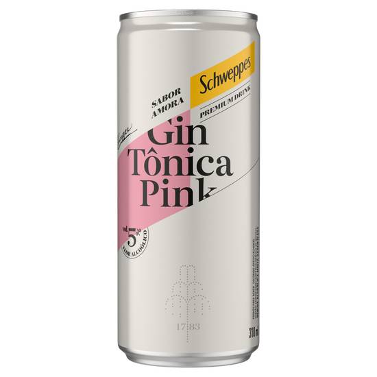 Schweppes gin tônica pink sabor amora (310 ml)