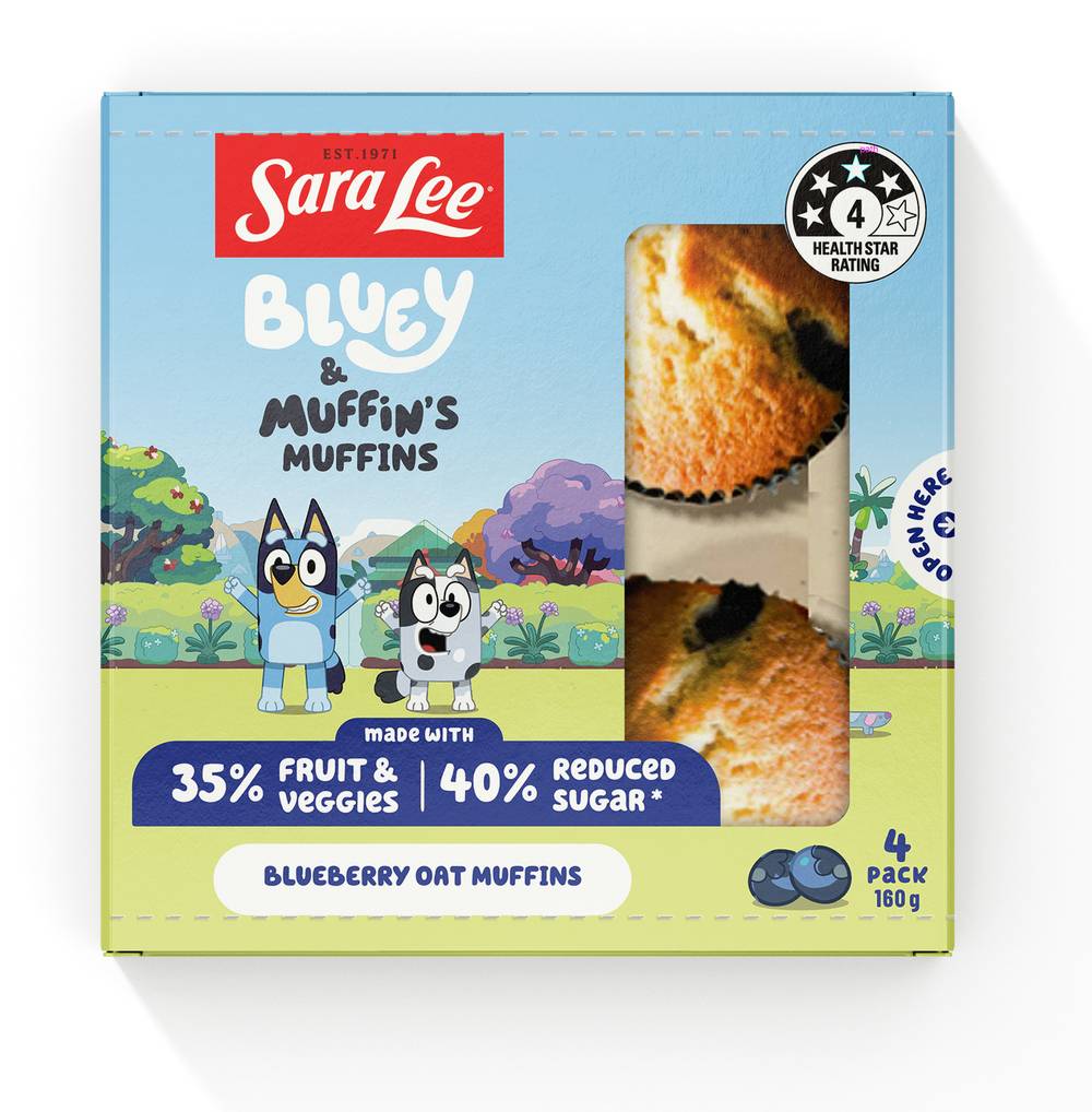 Sara Lee Bluey Oat Muffins, Blueberry (4 x 40g)