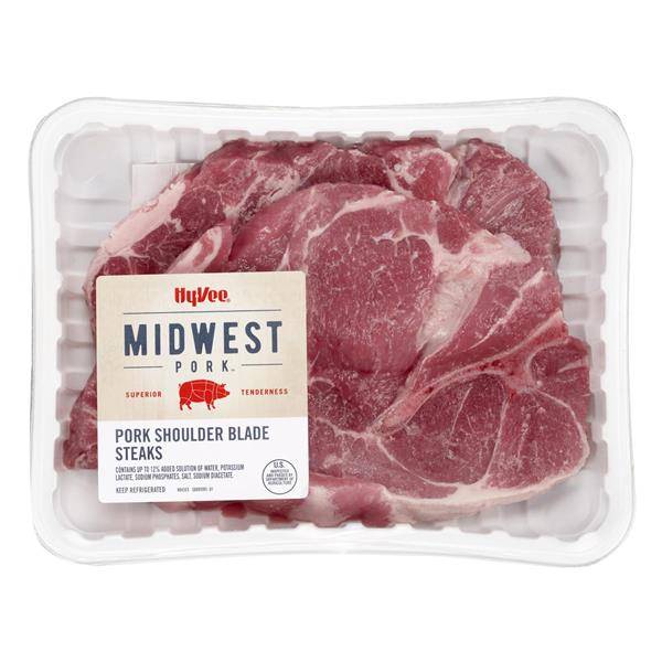 Hy-Vee Blue Ribbon Bone-In Pork Shoulder Blade Steak Value Pack