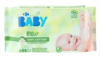 Toallitas para bebé sin perfume ecológicas Carrefour Bio 64 ud.