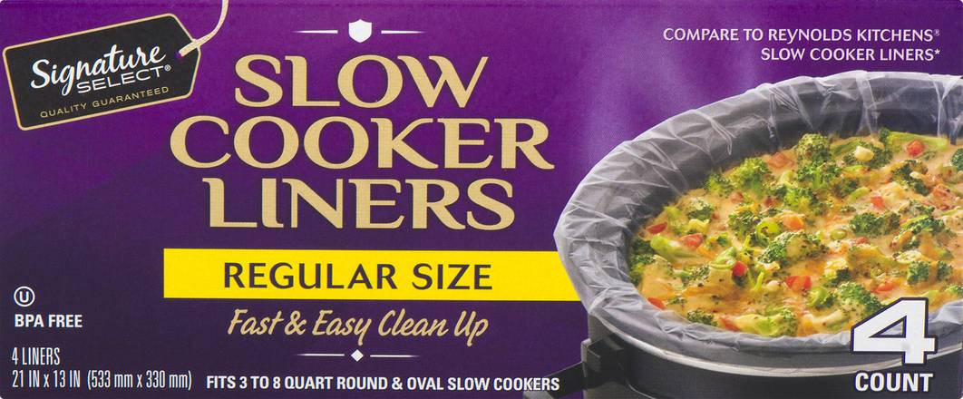 Signature Select Slow Cook Liners Regular Size - 4 Count - Tom Thumb