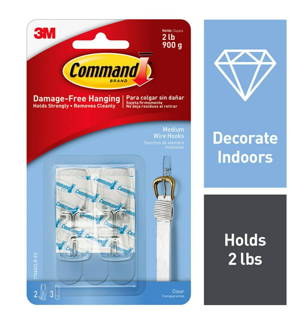 Command Medium 2 -Pack Clear Adhesive Wire hook ( 2-lb Capacity)