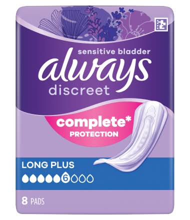 Always Women, Long Plus, Discreet Incontinence Pads (8 pack)