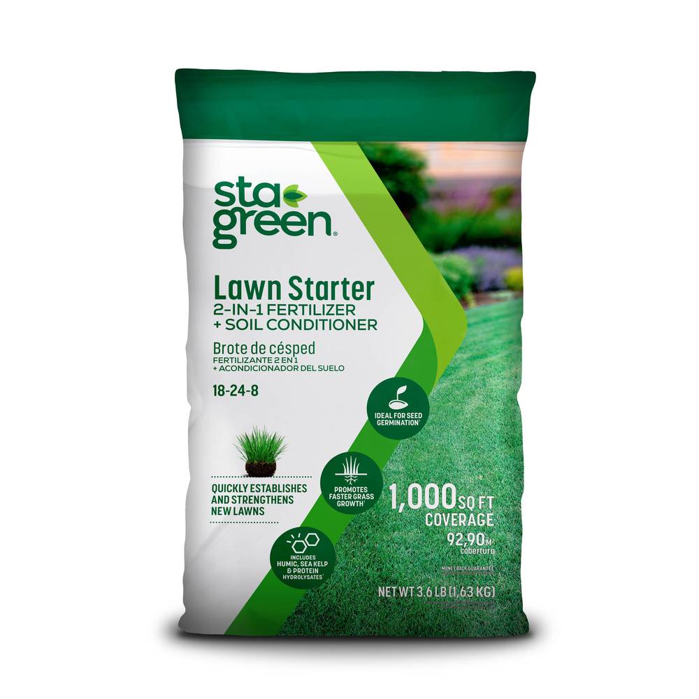 Sta-Green Fertilizer plus Soil Conditioner 3.6-lb 1000-sq ft 18-24-8 Lawn Starter Fertilizer | 904750