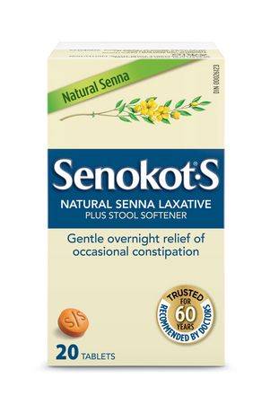 Senokot S Natural Senna Laxative Plus Stool Softener Tablets (20 units)