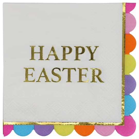Happy Easter Scalloped Beverage Napkins, 20Ct.