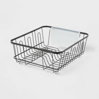 Brightroom Steel Dish Drying Rack With Utensil Holder, Black