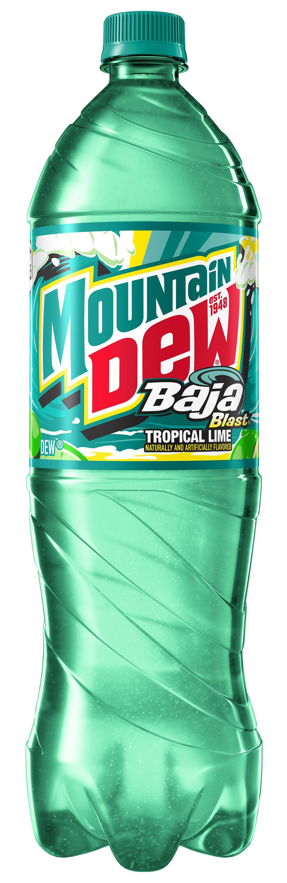 Mountain Dew Baja Blast Soda, Tropical Lime (1.25 L)