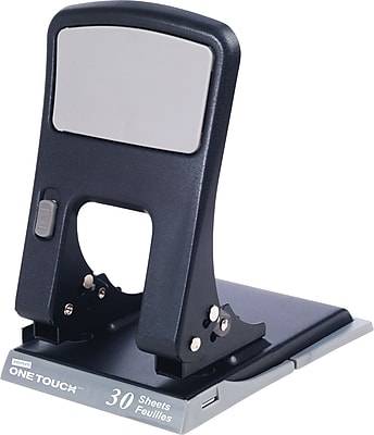 Staples One-Touch 2-Hole Punch, 30 Sheet Capacity, Gray/Black (26613)