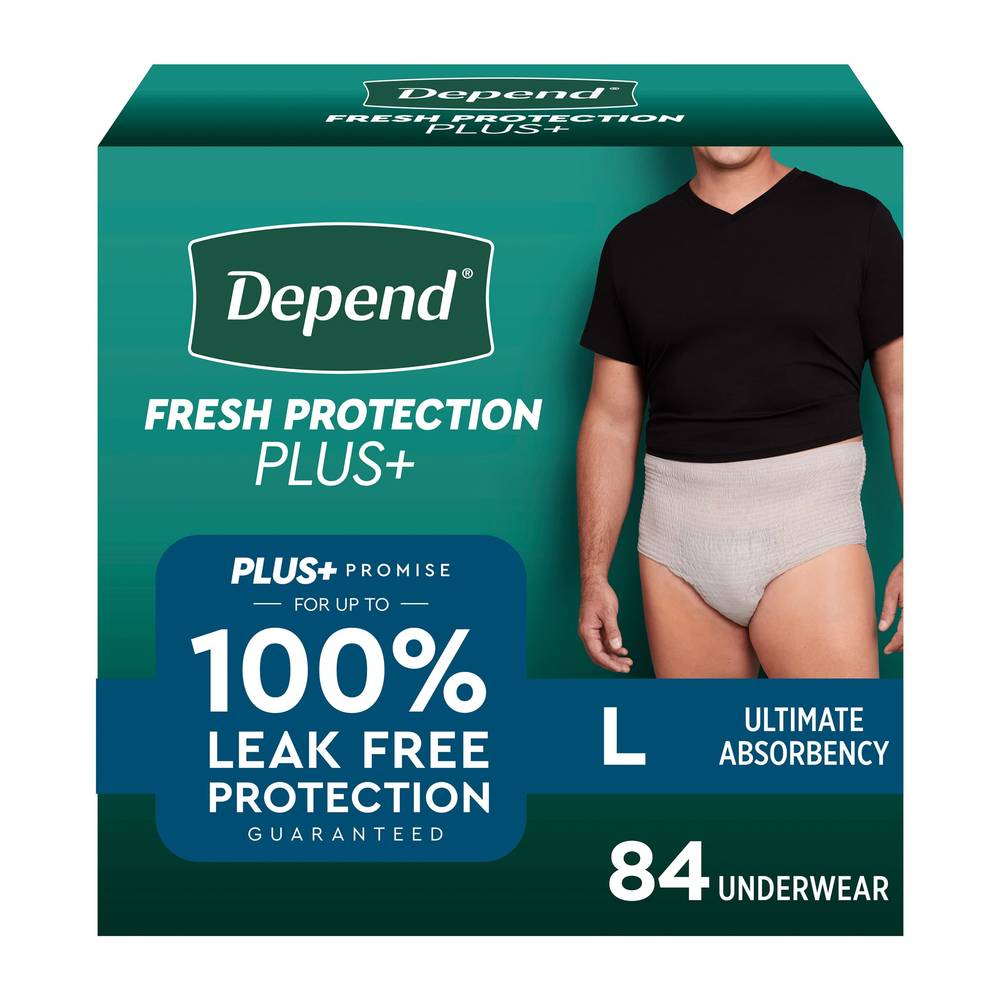Depend Protection Plus for Men, Large, 84-count