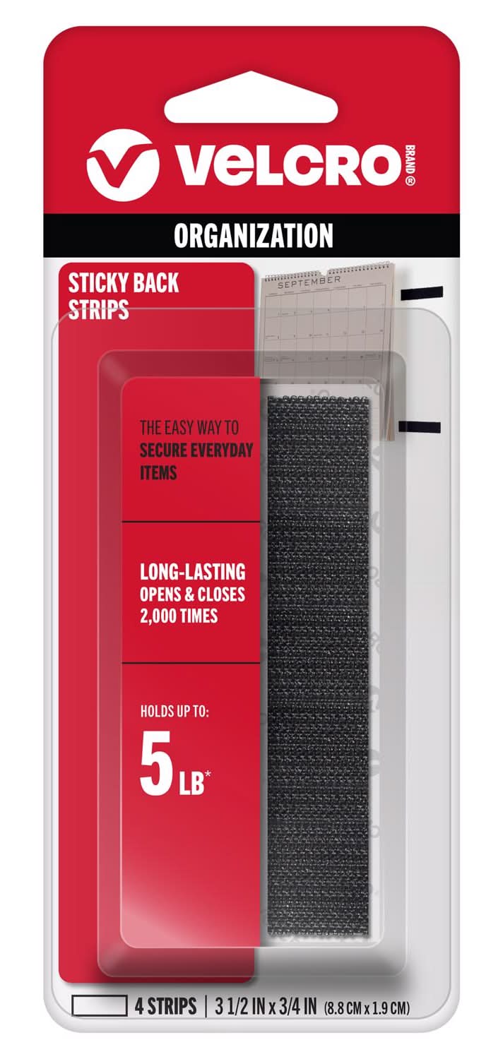 Velcro Brand Sticky Back Small/Medium Nylon Hook And Loop Fastener 3-1/2 In. L 4 Pk