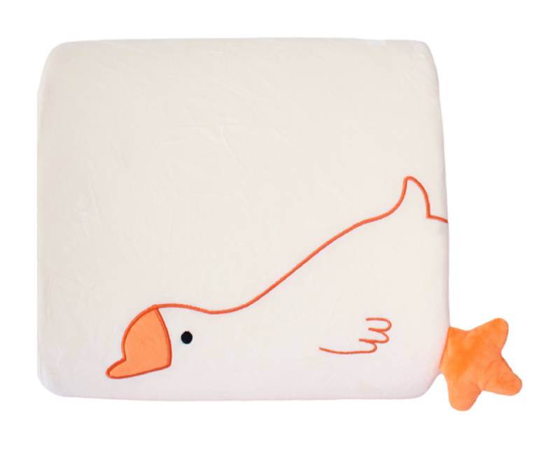 Miniso · Cojín para asiento de felpa bordado de patito, 33.5x30 cm, amarillo