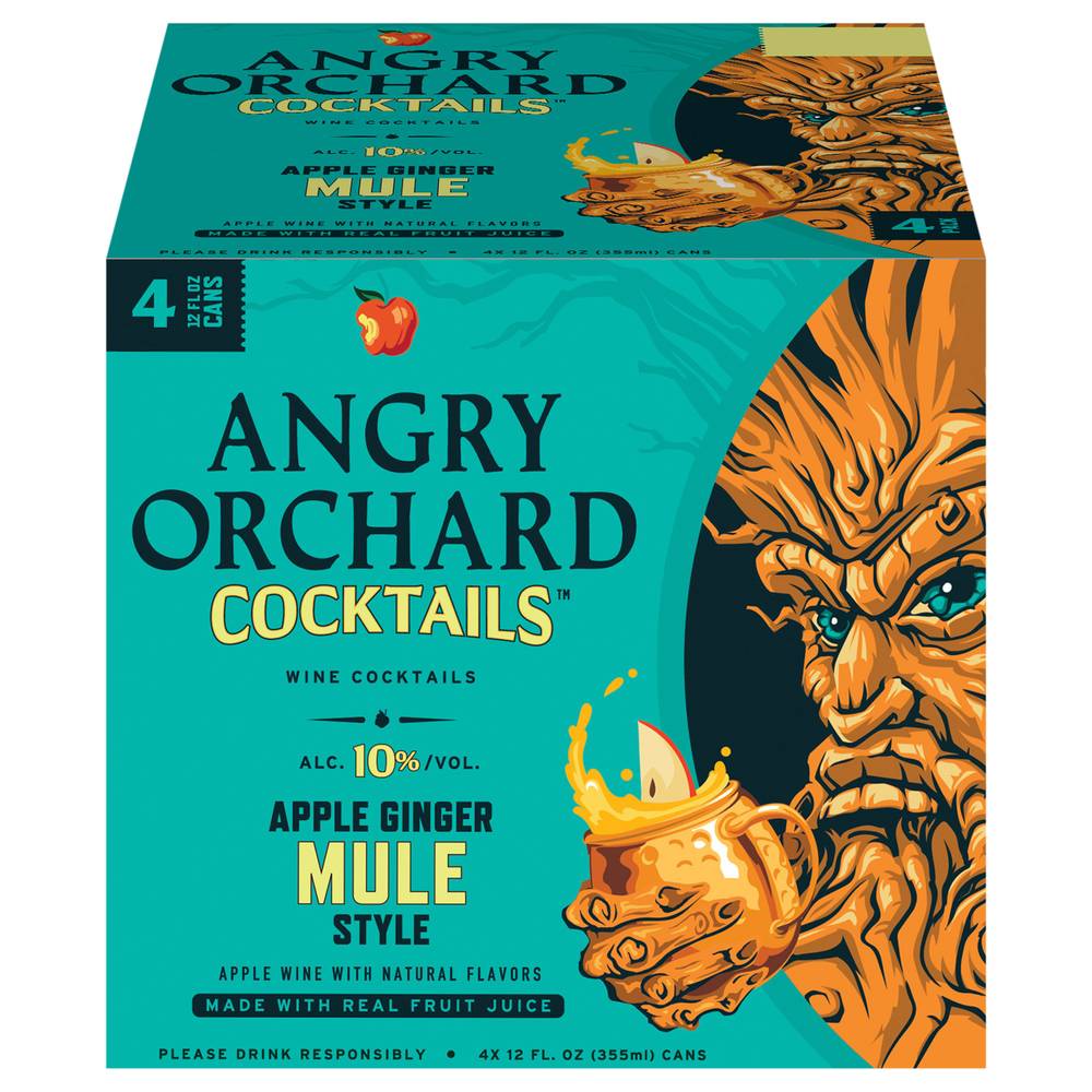 Angry Orchard Wine Cocktails, Apple Ginger Mule (4 x 12 fl oz)