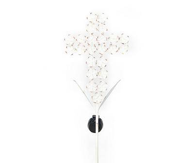 Floral Cross Led Solar Yard Stake (34.8"/white)