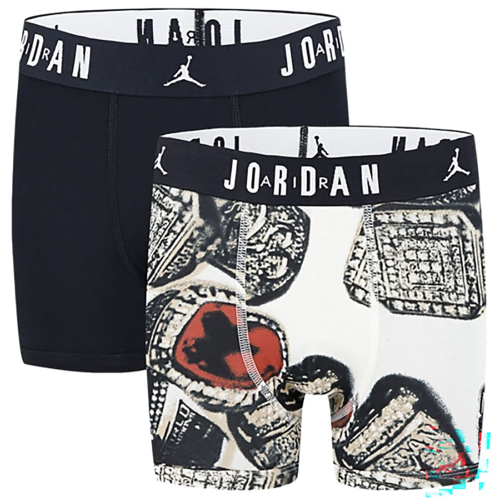Jordan Boys' Cotton MVP Boxer Briefs - 2 Pack (Sail, M)