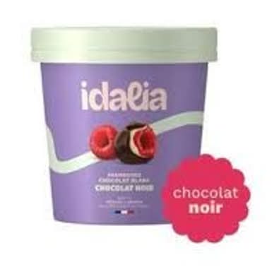 Idalia - Framboises surgelées enrobées, chocolat noir-chocolat blanc (150g)