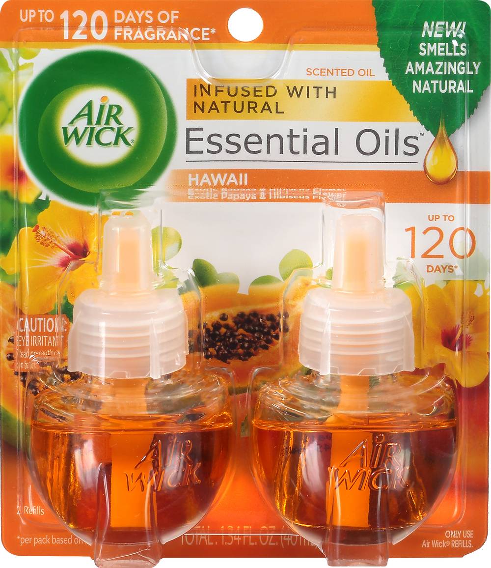 Air Wick Essential Oils Hawaii Scented Oil Refills, 2 (1.4 fl oz)