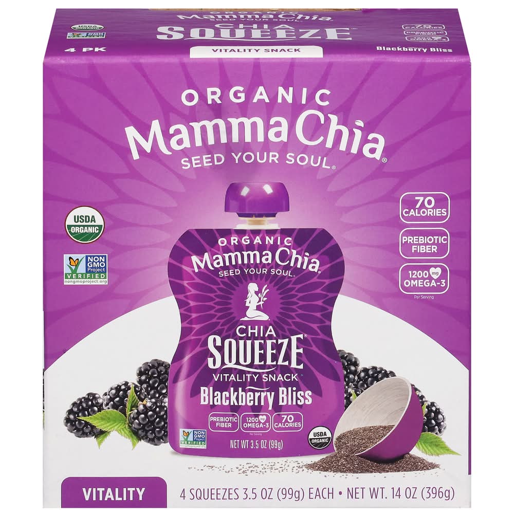 Mamma Chia Chia Squeeze Vitality Snack, Blackberry Bliss (14 oz, 4 ct)