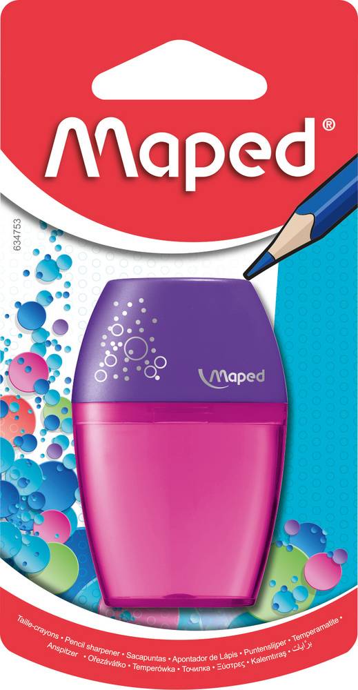 Maped - Taille crayon à réservoir shaker coloris assortis (vert, rosé, bleue)