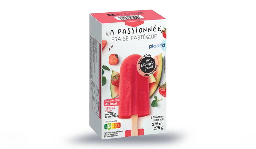 5 bâtonnets fraise-pastèque, sorbet plein fruit