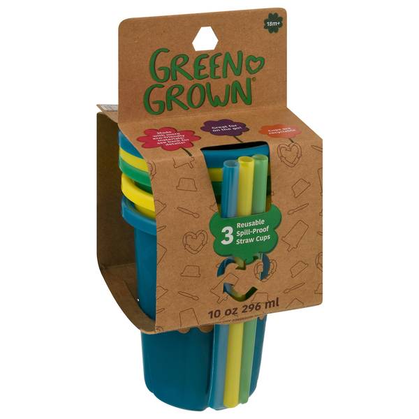 First Years GreenGrown Spill-Proof Straw Cups, 10oz