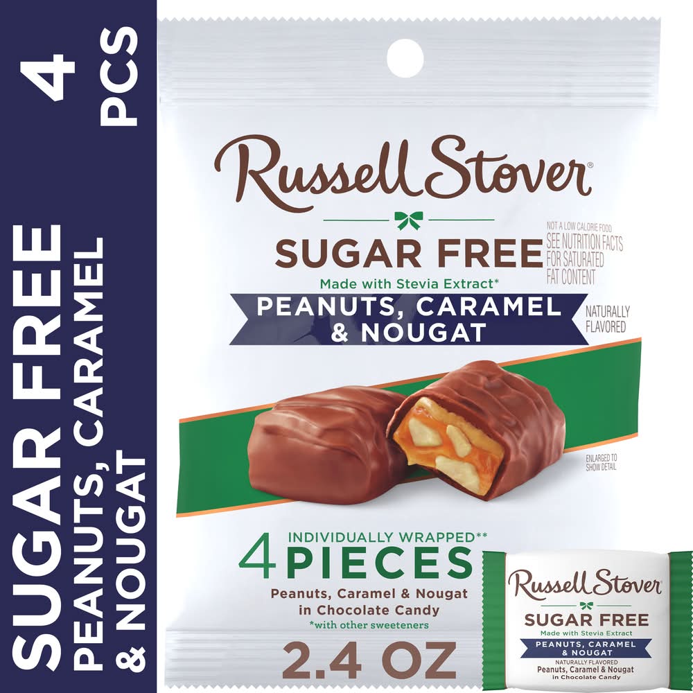 Russell Stover Chocolate Candy Bag, Peanut-Caramel-Nougat (2.4 oz, 4 ct)