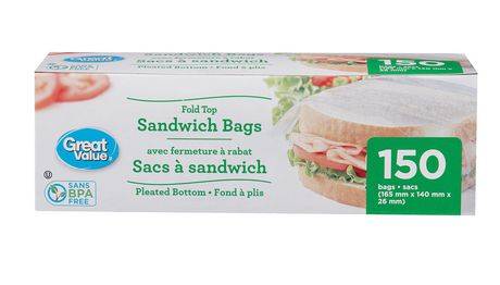 Sacs à sandwich great value (150 unités) - great value sandwich bags (150 count)