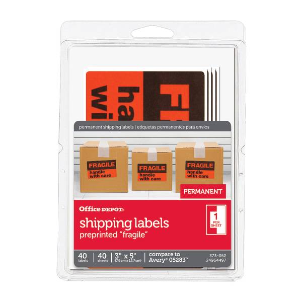 Office Depot Preprinted Permanent Shipping Labels