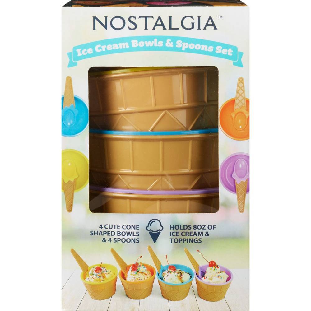 Nostalgia Ice Cream Bowls & Spoons Set (4 ct)