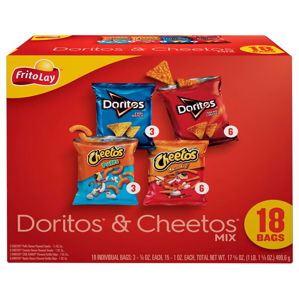 Frito-Lay Doritos and Cheetos Mix, Assorted (1.11 lbs, 18 ct)