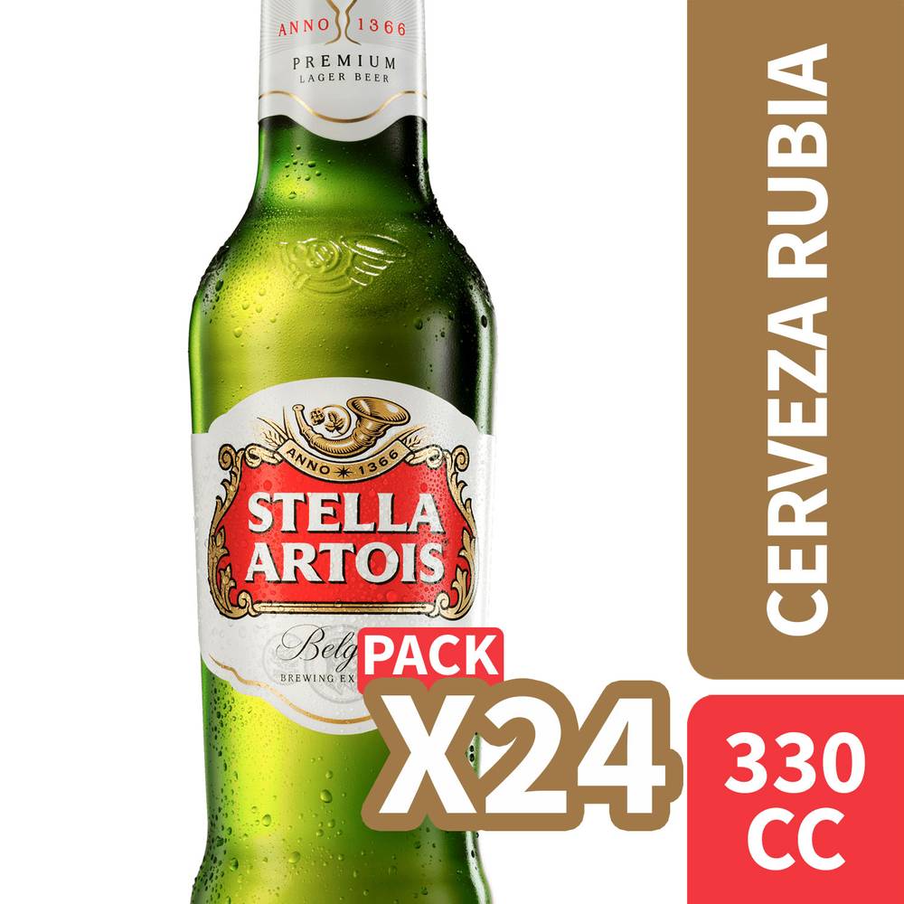 Stella artois cerveza lager (24 pack, 330 ml)