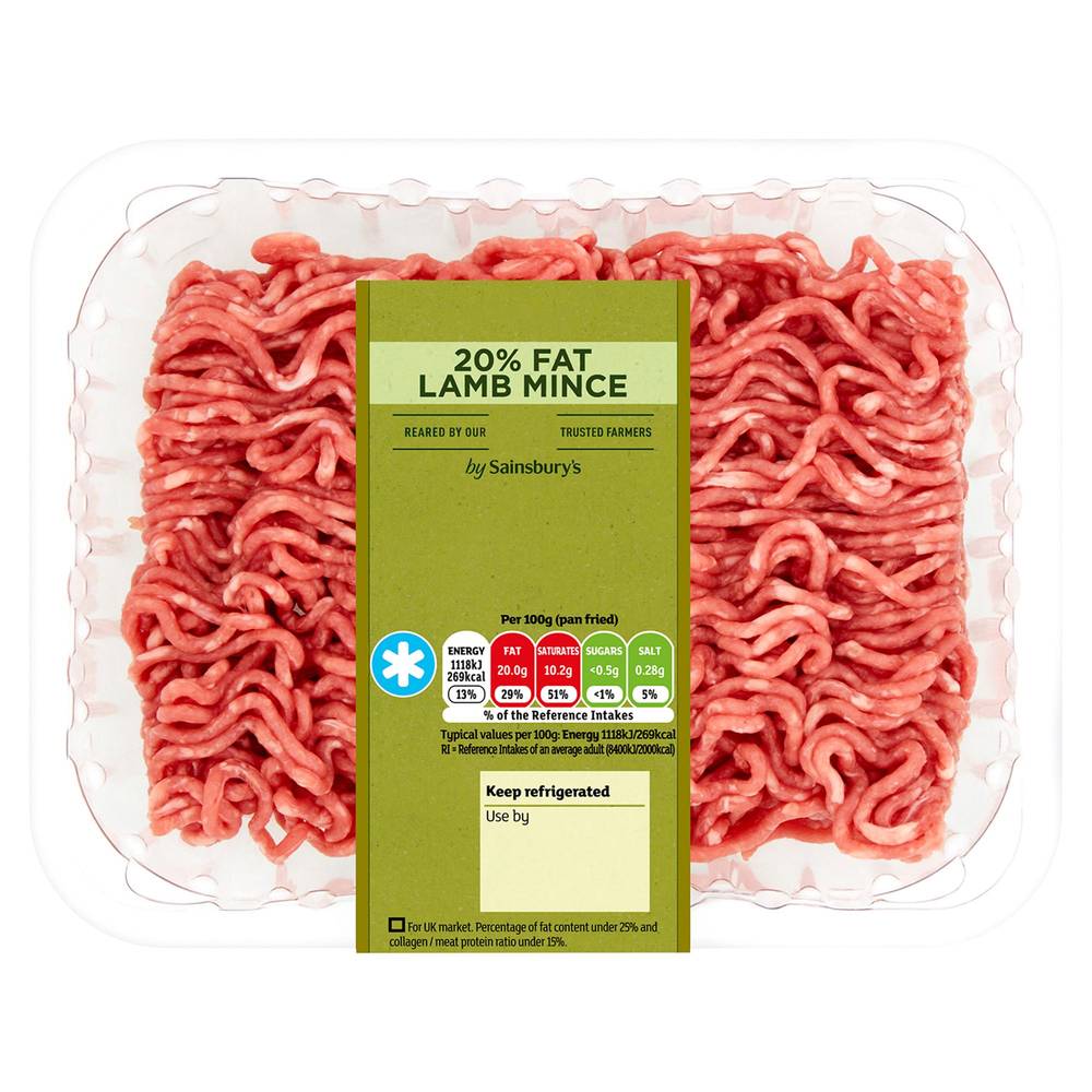 Sainsbury's British or New Zealand 20% Fat Lamb Mince 250g
