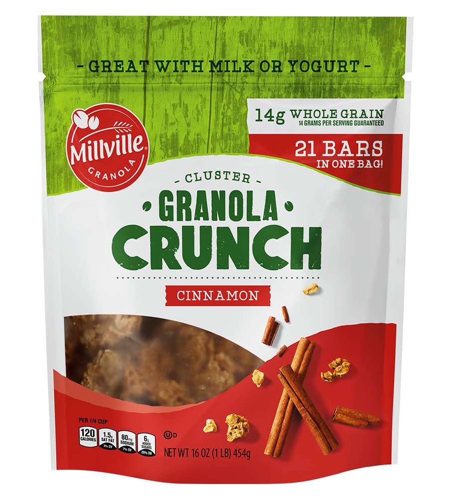 Millville Cluster Granola Crunch Bars, Cinnamon (16 oz, 21 ct)