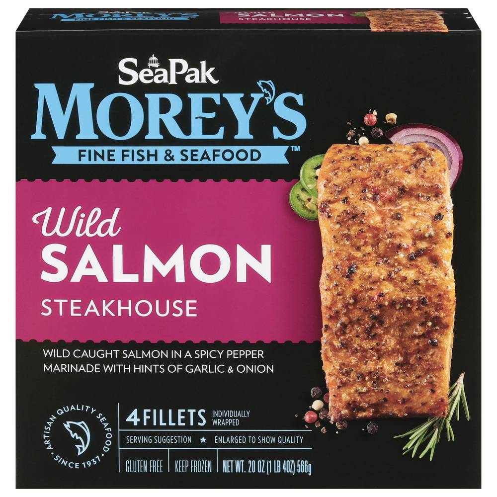 SeaPak Morey's Wild Salmon Steakhouse Fillets (4 x 5 oz)