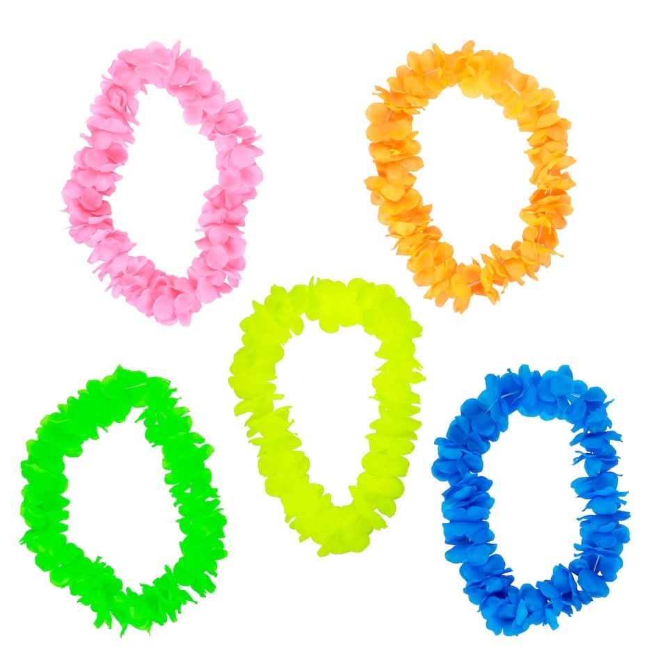 Neon Colored Floral Leis, 40 in.