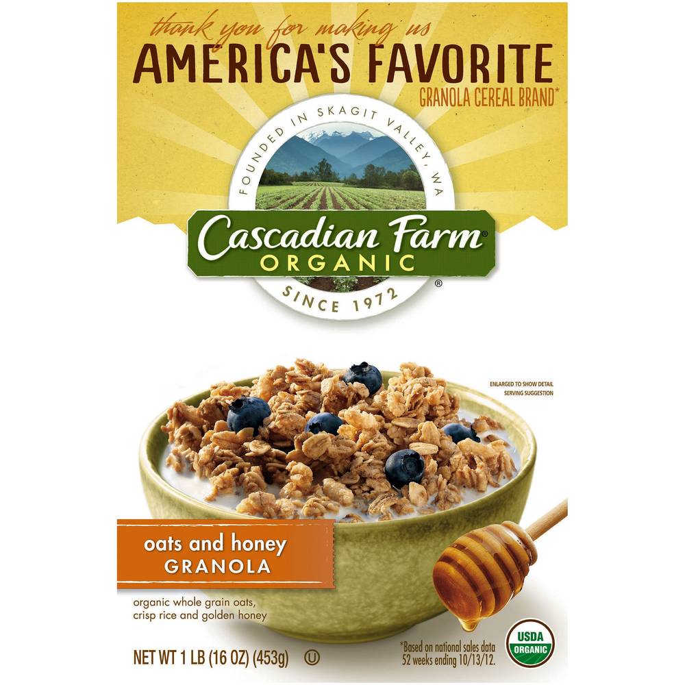 Cascadian Farm Organic Oats & Honey Granola 16 oz Box