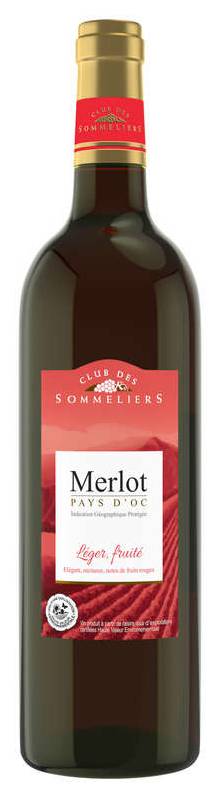 Club Des Sommeliers Merlot - Pays d'Oc - Vin rouge - 75cl