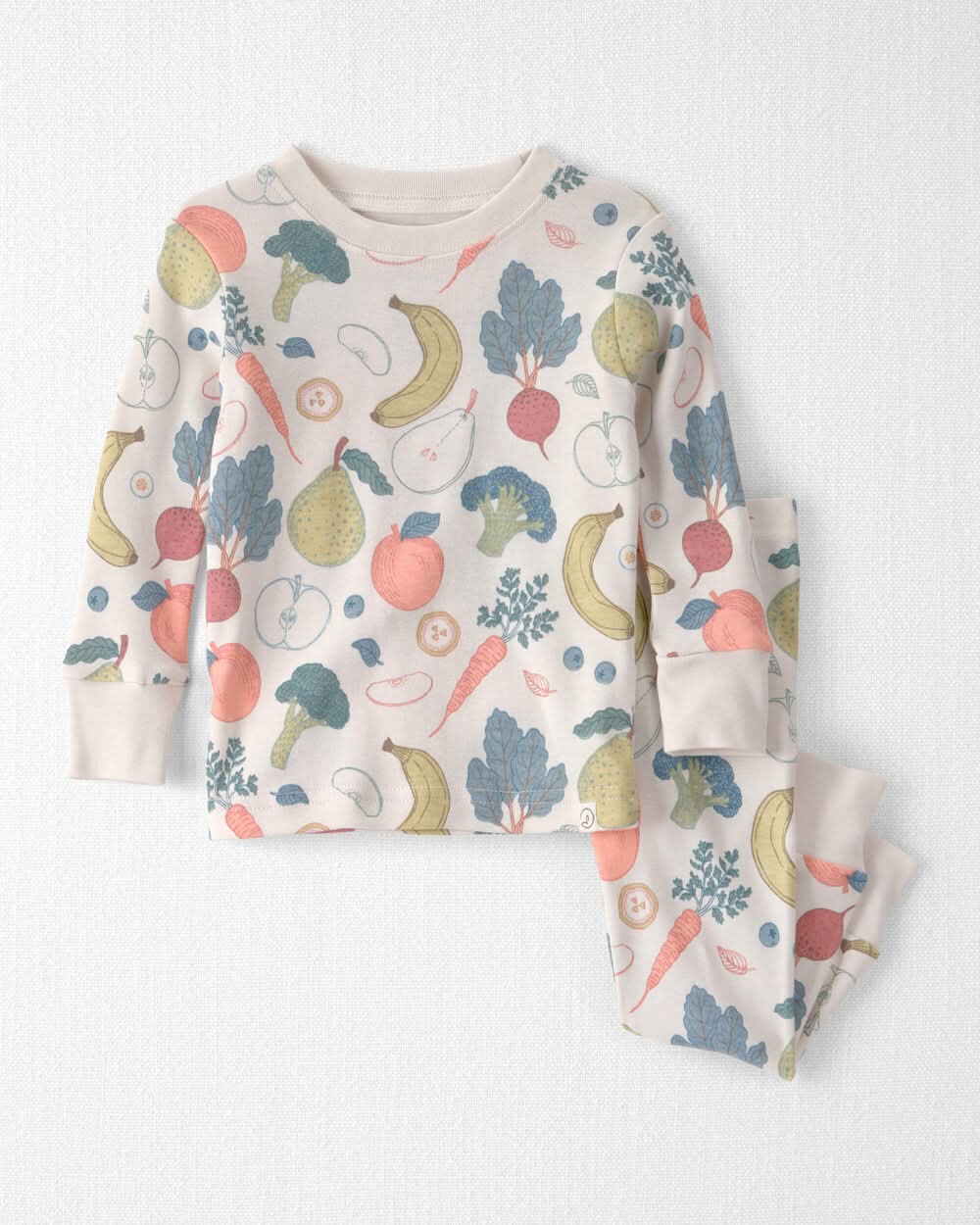 Baby 2-Piece Organic Cotton Ribbed Pajama Set in Veggie Fruit Print - Veggie Fruit - 12M