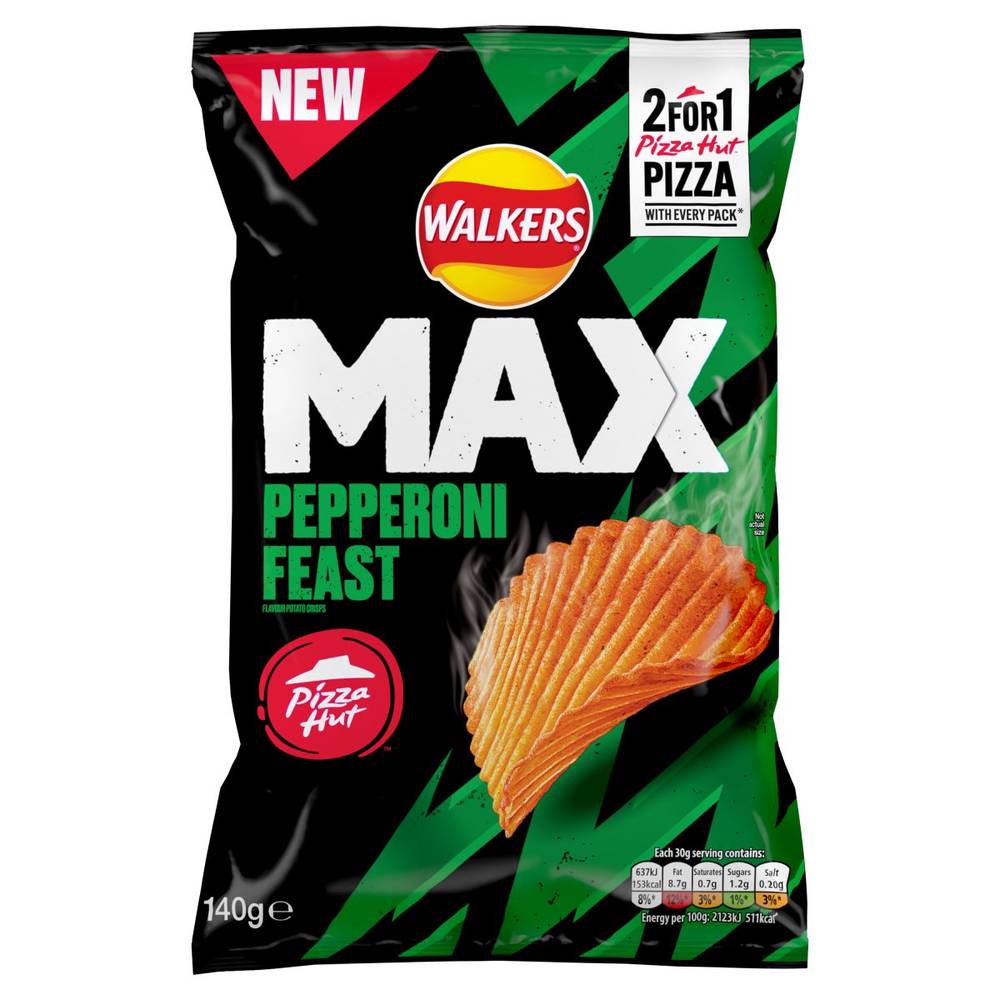 Walkers Max Pizza Hut Pepperoni Feast Sharing Crisps 140g