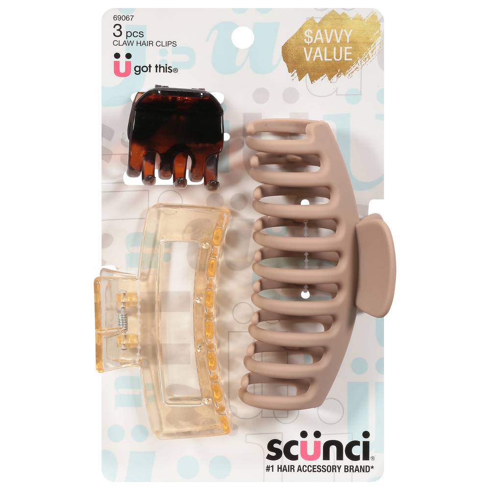 Scunci Claw Hair Clips (3 ct)